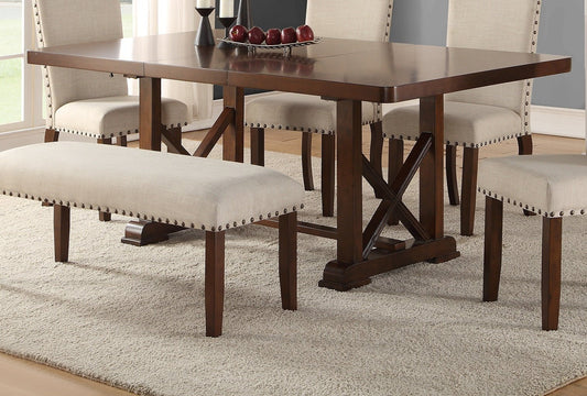 Classic Cherry Veneer 1pc Dining Table w Leaf Unique Design Base W Leg Support Kitchen Dining Room - 1st Choice Furniture Direct
