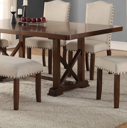 Classic Cherry Veneer 1pc Dining Table w Leaf Unique Design Base W Leg Support Kitchen Dining Room - 1st Choice Furniture Direct