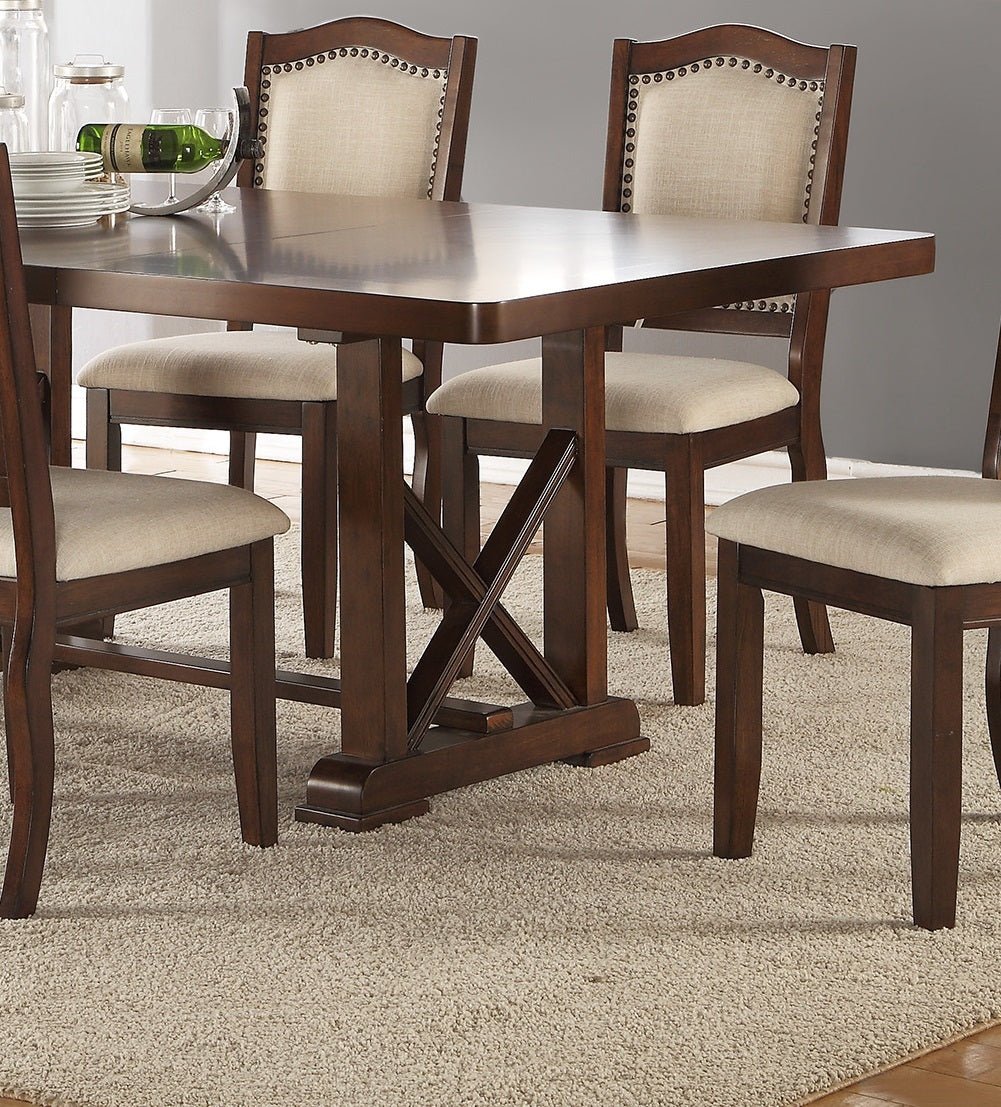 Classic Cherry Veneer 1pc Dining Table w Leaf Unique Design Base W Leg Support Kitchen Dining Room - 1st Choice Furniture Direct