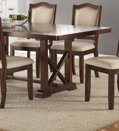 Classic Cherry Veneer 1pc Dining Table w Leaf Unique Design Base W Leg Support Kitchen Dining Room - 1st Choice Furniture Direct