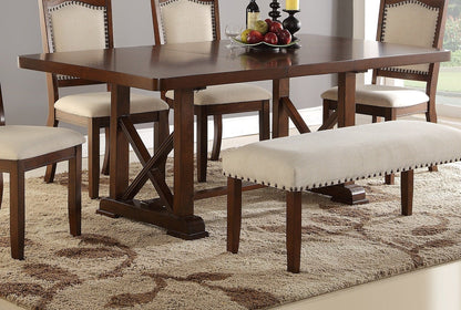 Classic Cherry Veneer 1pc Dining Table w Leaf Unique Design Base W Leg Support Kitchen Dining Room - 1st Choice Furniture Direct