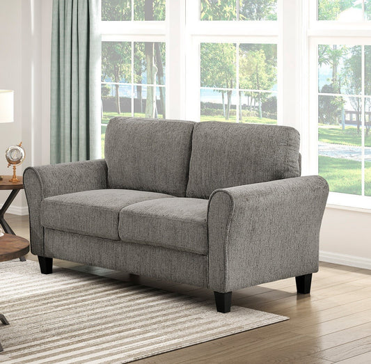 Classic Comfort Loveseat Durable Brown Chenille Upholstery Rolled Arms Living Room Furniture 1pc - 1st Choice Furniture Direct