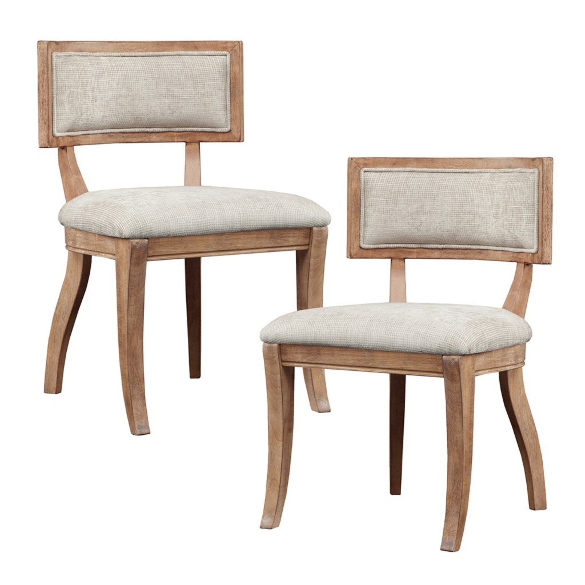 Classic Dining Chair Set of 2 with Curved Back in Wire Brushed Birch Finish - 1st Choice Furniture Direct