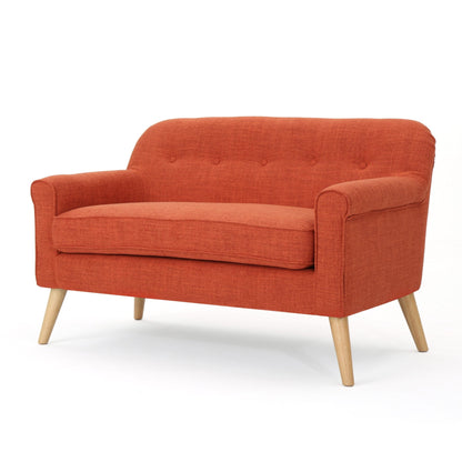 Classic Loveseat with Rolled Armrests and Button - Tufting - 1st Choice Furniture Direct
