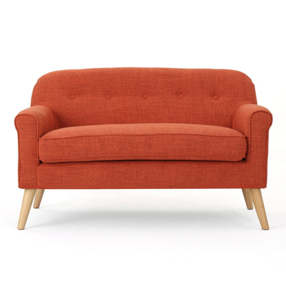 Classic Loveseat with Rolled Armrests and Button - Tufting - 1st Choice Furniture Direct