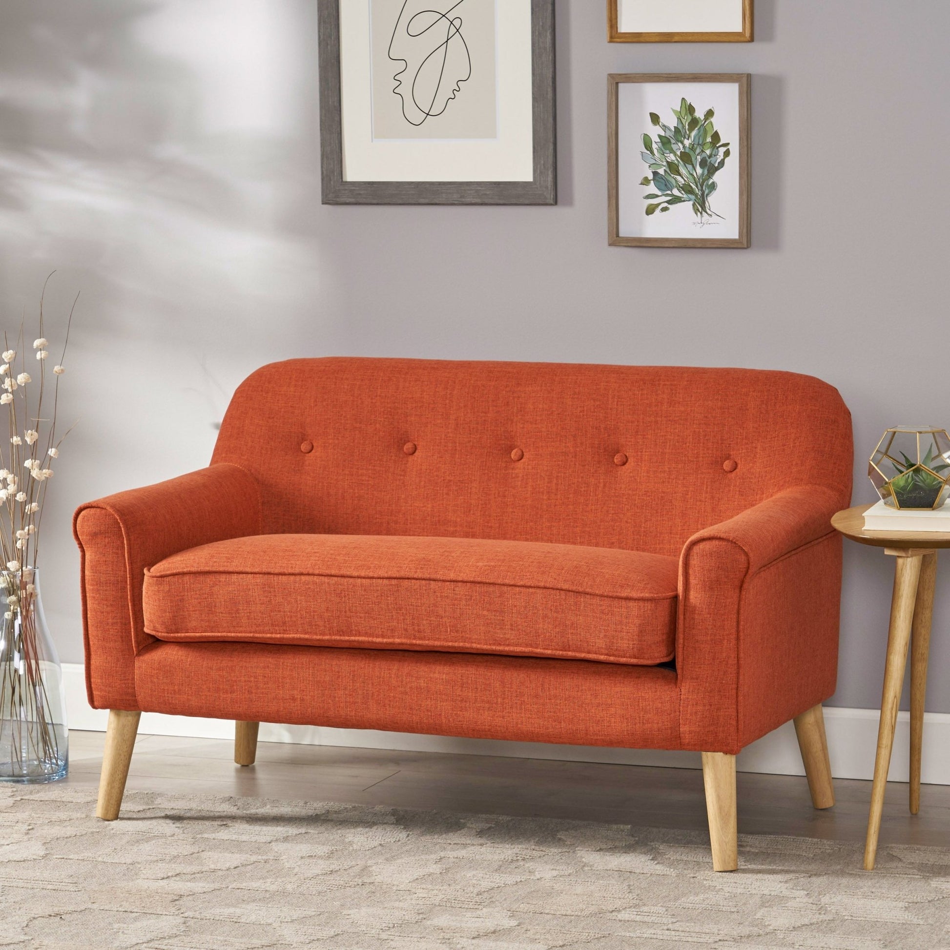 Classic Loveseat with Rolled Armrests and Button - Tufting - 1st Choice Furniture Direct