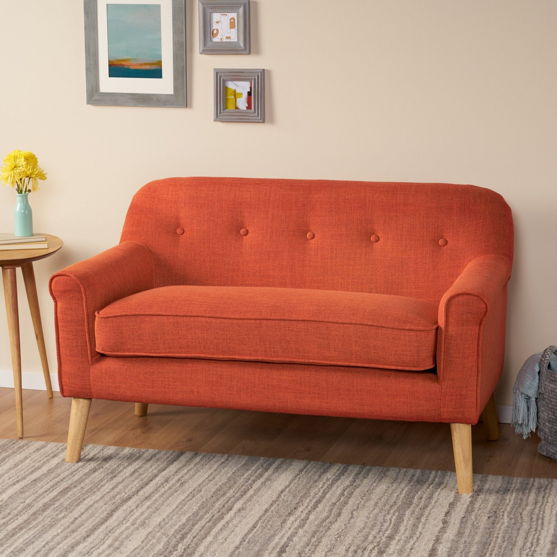 Classic Loveseat with Rolled Armrests and Button - Tufting - 1st Choice Furniture Direct