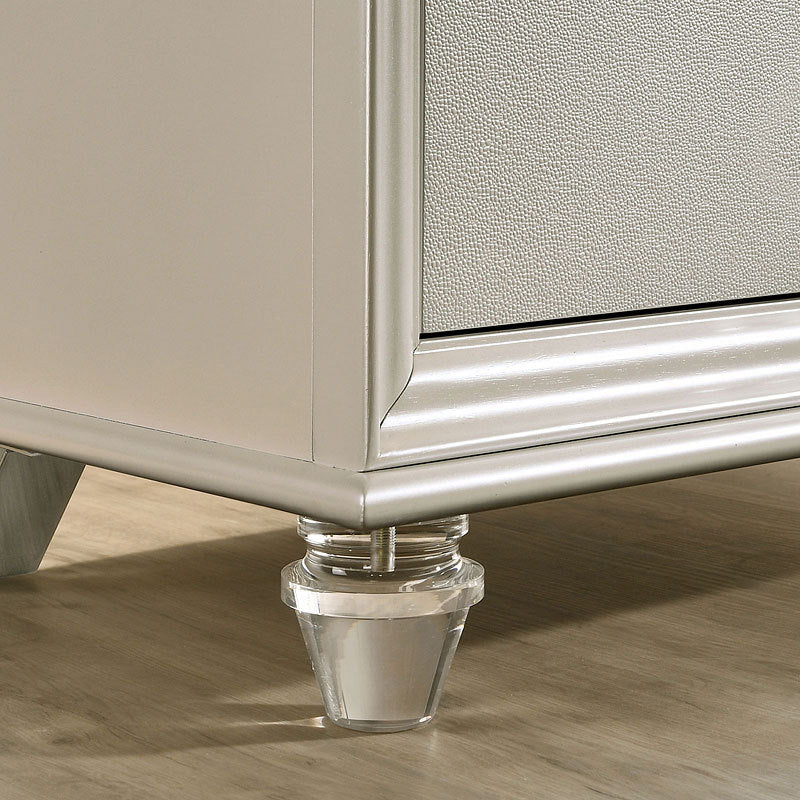Classic Pearl White 1pc Nightstand Only Contemporary Solid wood 2 - Drawers Felt - lined Top English Dovetail Acrylic Legs & Pull Handle - 1st Choice Furniture Direct