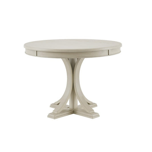Classic Round Dining Table with Solid Wood Finish, Antique Cream, 44' Diameter - 1st Choice Furniture Direct
