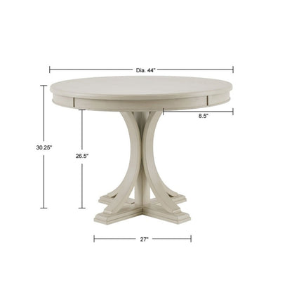 Classic Round Dining Table with Solid Wood Finish, Antique Cream, 44' Diameter - 1st Choice Furniture Direct