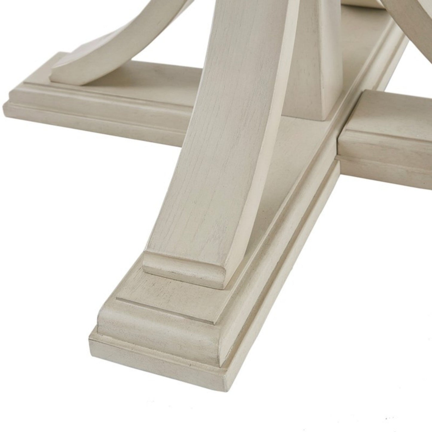 Classic Round Dining Table with Solid Wood Finish, Antique Cream, 44' Diameter - 1st Choice Furniture Direct