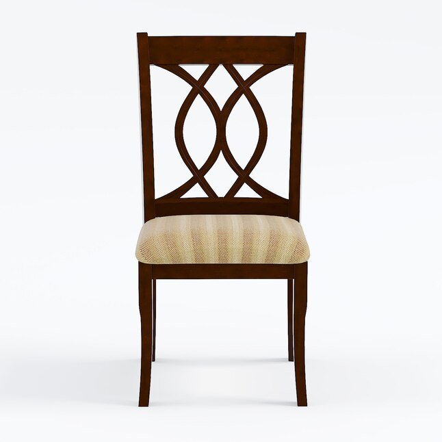 Classic Transitional Dining Chairs Brown Cherry Solid wood Padded Fabric Seat Set of 2 Side Chairs Dining Room Furniture Beautifully - crafted chairs - 1st Choice Furniture Direct