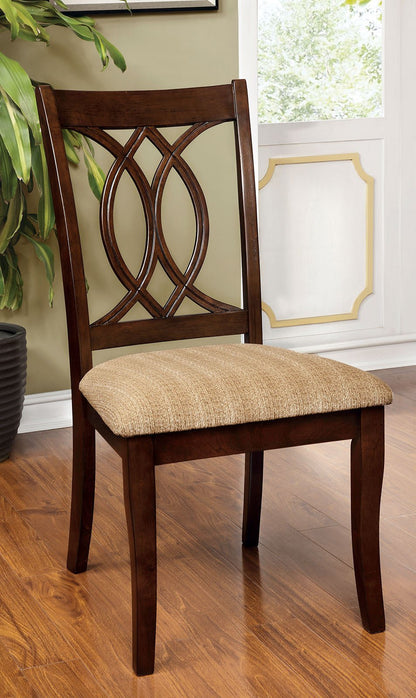 Classic Transitional Dining Chairs Brown Cherry Solid wood Padded Fabric Seat Set of 2 Side Chairs Dining Room Furniture Beautifully - crafted chairs - 1st Choice Furniture Direct