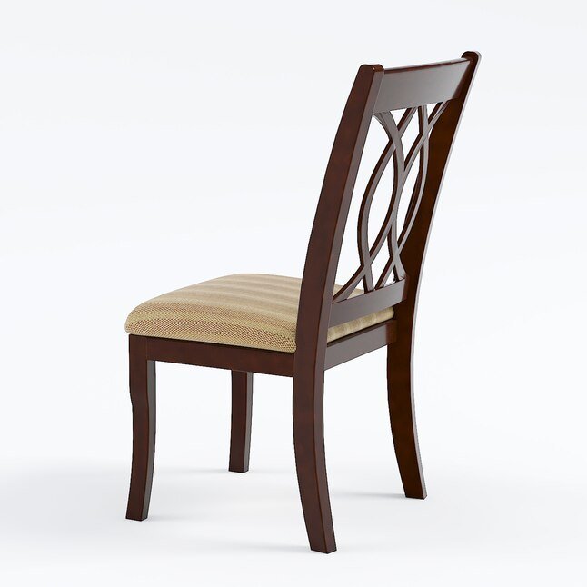 Classic Transitional Dining Chairs Brown Cherry Solid wood Padded Fabric Seat Set of 2 Side Chairs Dining Room Furniture Beautifully - crafted chairs - 1st Choice Furniture Direct