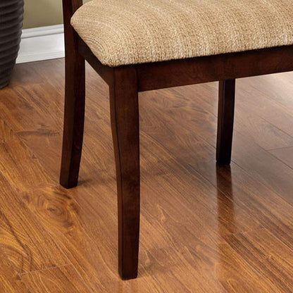 Classic Transitional Dining Chairs Brown Cherry Solid wood Padded Fabric Seat Set of 2 Side Chairs Dining Room Furniture Beautifully - crafted chairs - 1st Choice Furniture Direct