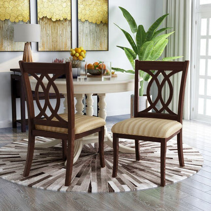 Classic Transitional Dining Chairs Brown Cherry Solid wood Padded Fabric Seat Set of 2 Side Chairs Dining Room Furniture Beautifully - crafted chairs - 1st Choice Furniture Direct