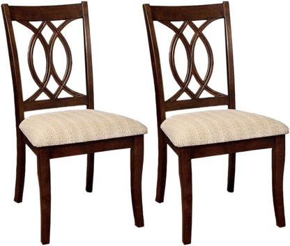 Classic Transitional Dining Chairs Brown Cherry Solid wood Padded Fabric Seat Set of 2 Side Chairs Dining Room Furniture Beautifully - crafted chairs - 1st Choice Furniture Direct