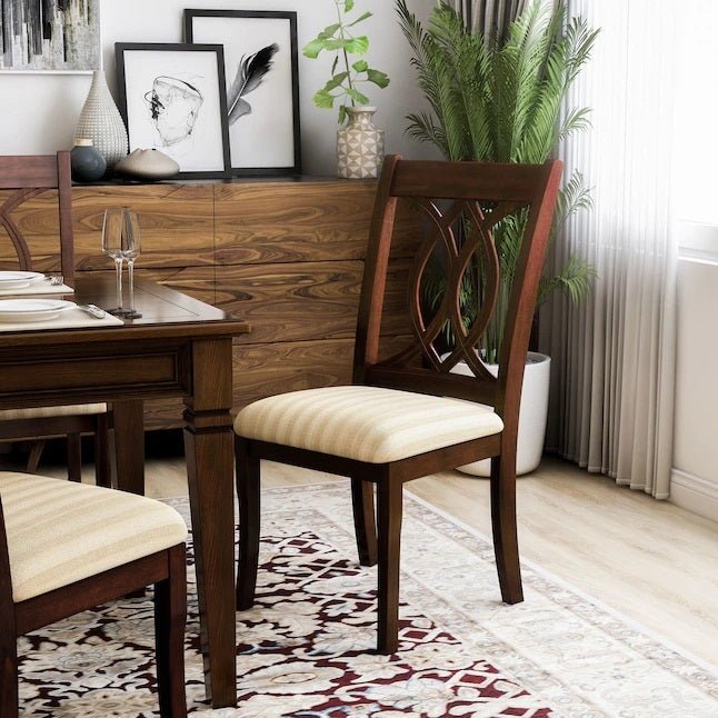Classic Transitional Dining Chairs Brown Cherry Solid wood Padded Fabric Seat Set of 2 Side Chairs Dining Room Furniture Beautifully - crafted chairs - 1st Choice Furniture Direct