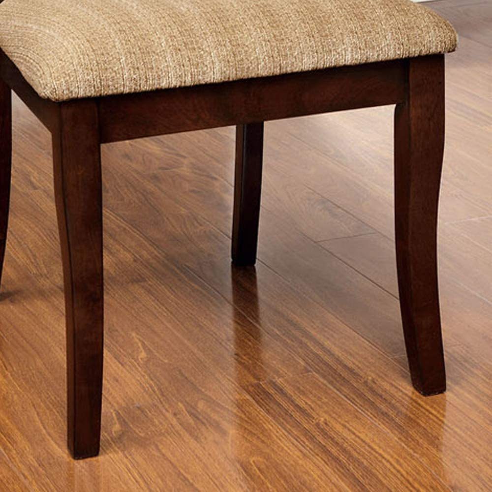 Classic Transitional Dining Chairs Brown Cherry Solid wood Padded Fabric Seat Set of 2 Side Chairs Dining Room Furniture Beautifully - crafted chairs - 1st Choice Furniture Direct