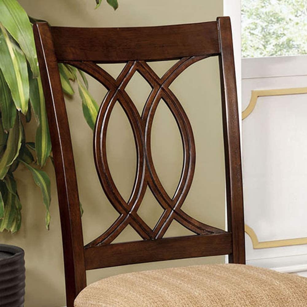 Classic Transitional Dining Chairs Brown Cherry Solid wood Padded Fabric Seat Set of 2 Side Chairs Dining Room Furniture Beautifully - crafted chairs - 1st Choice Furniture Direct