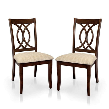 Classic Transitional Dining Chairs Brown Cherry Solid wood Padded Fabric Seat Set of 2 Side Chairs Dining Room Furniture Beautifully - crafted chairs - 1st Choice Furniture Direct