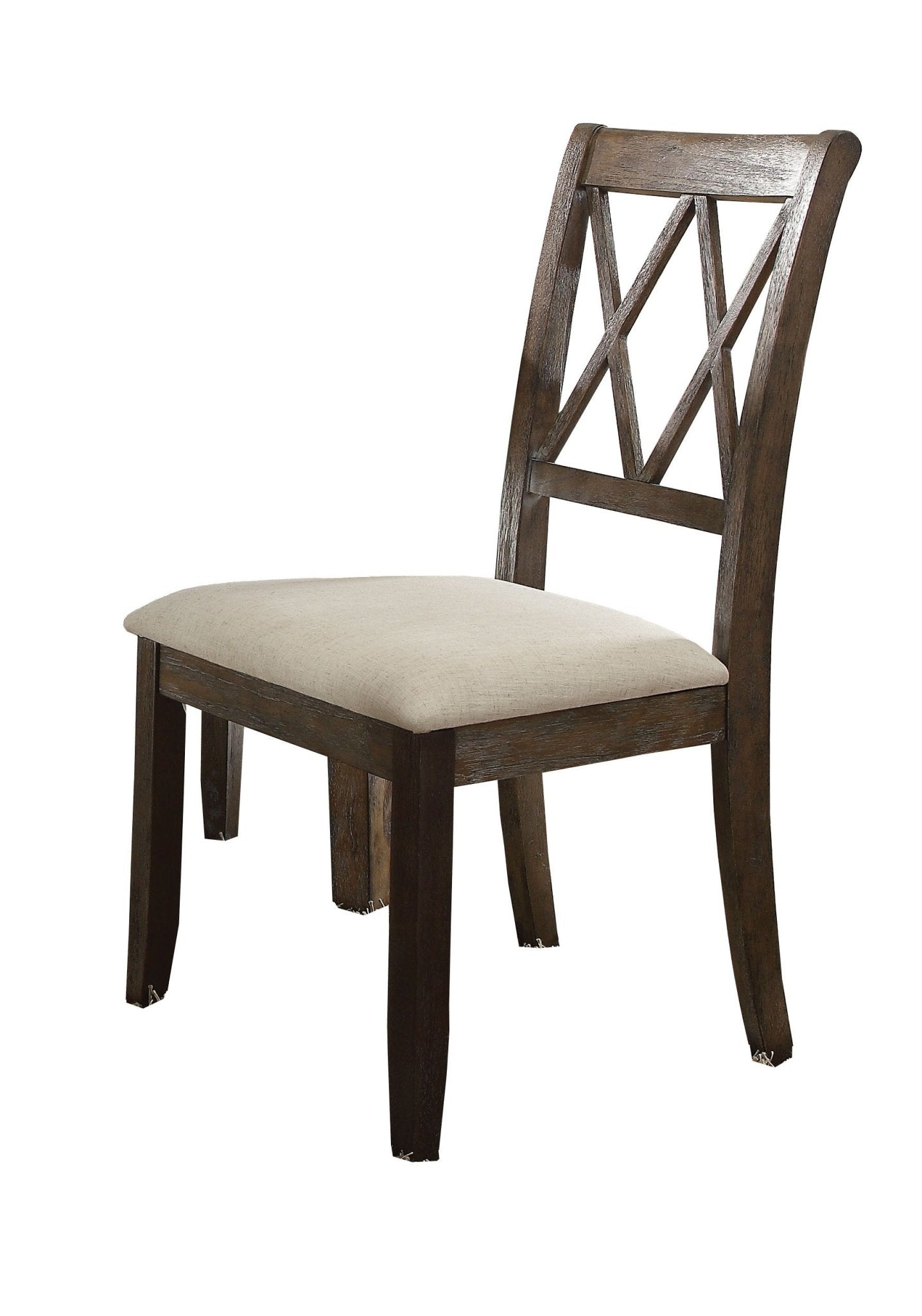 Claudia Beige Linen & Salvage Brown Finish Side Chair (Set of 2) - 1st Choice Furniture Direct