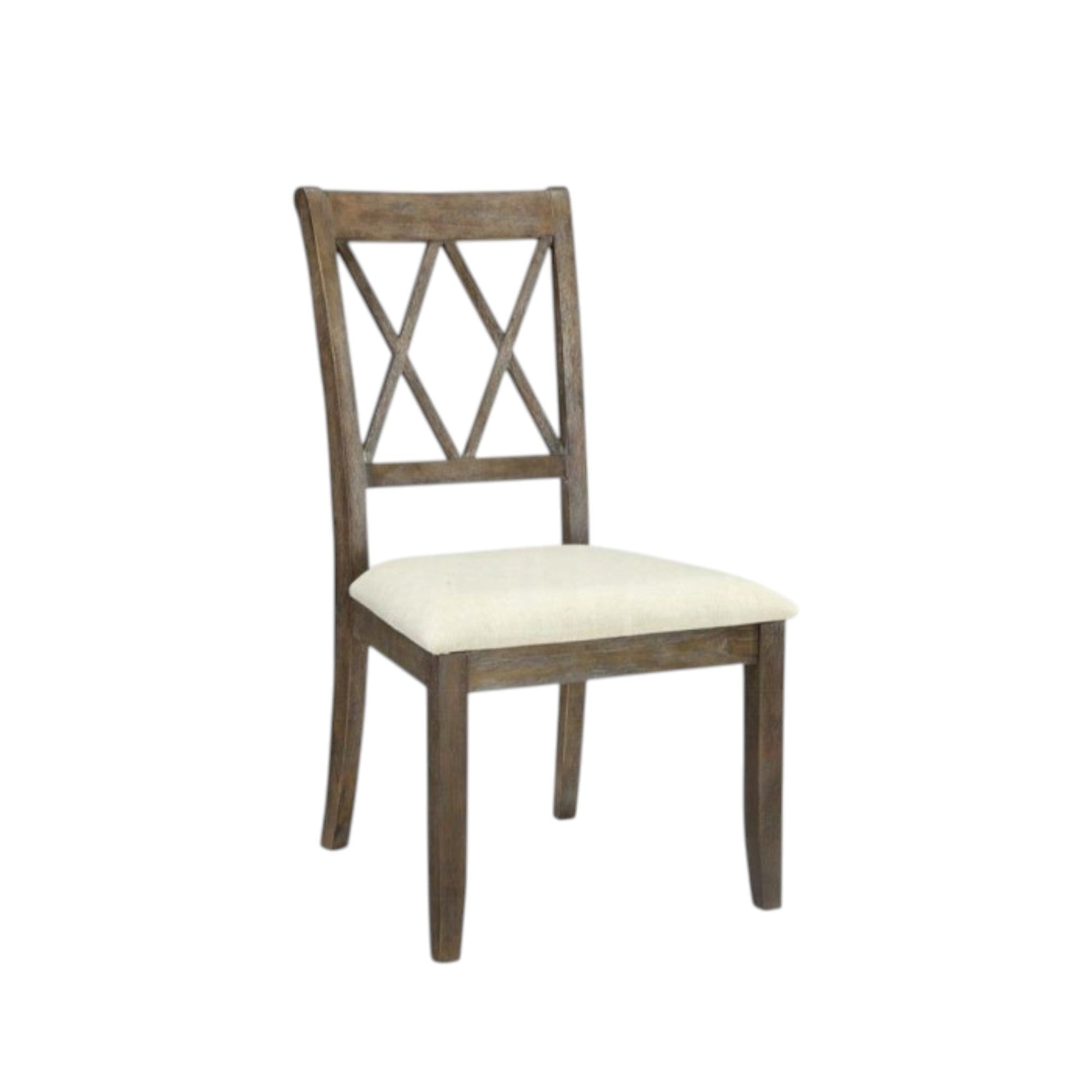 Claudia Beige Linen & Salvage Brown Finish Side Chair (Set of 2) - 1st Choice Furniture Direct
