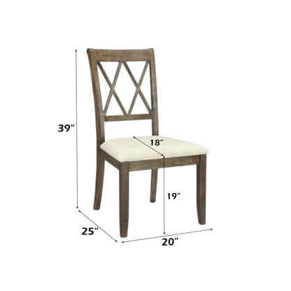 Claudia Beige Linen & Salvage Brown Finish Side Chair (Set of 2) - 1st Choice Furniture Direct