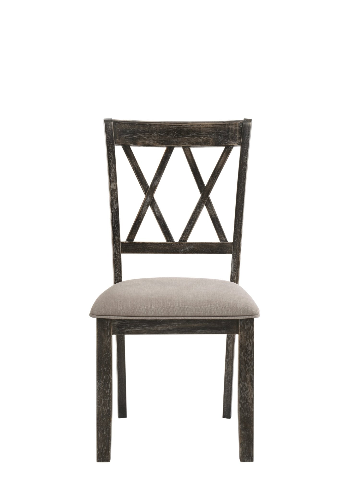 Claudia II Beige Fabric & Weathered Gray Finish Side Chair (Set of 2) - 1st Choice Furniture Direct