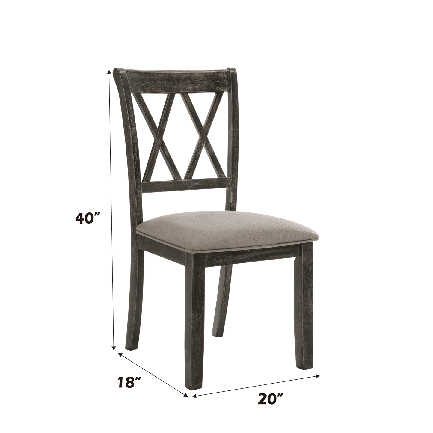 Claudia II Beige Fabric & Weathered Gray Finish Side Chair (Set of 2) - 1st Choice Furniture Direct