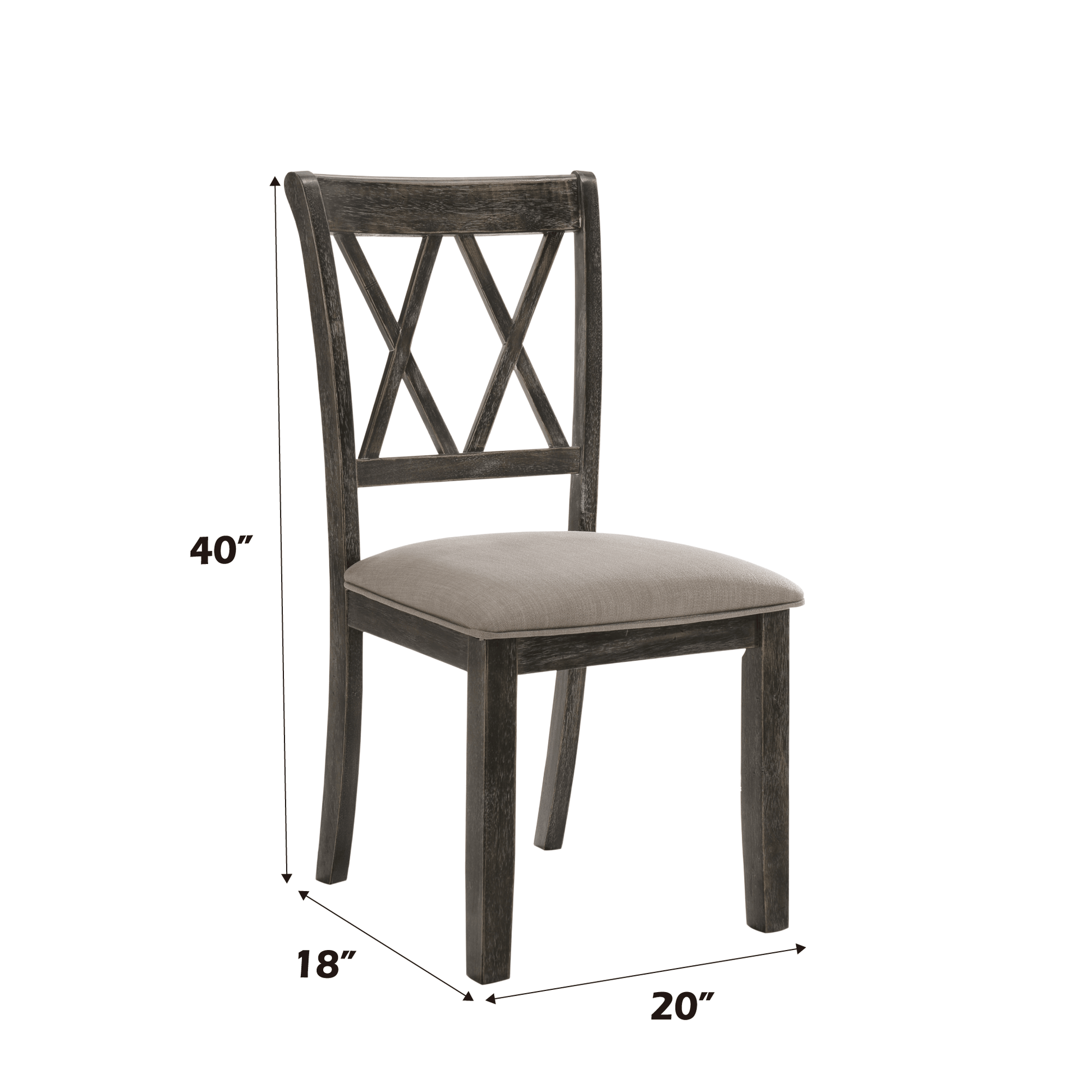 Claudia II Beige Fabric & Weathered Gray Finish Side Chair (Set of 2) - 1st Choice Furniture Direct