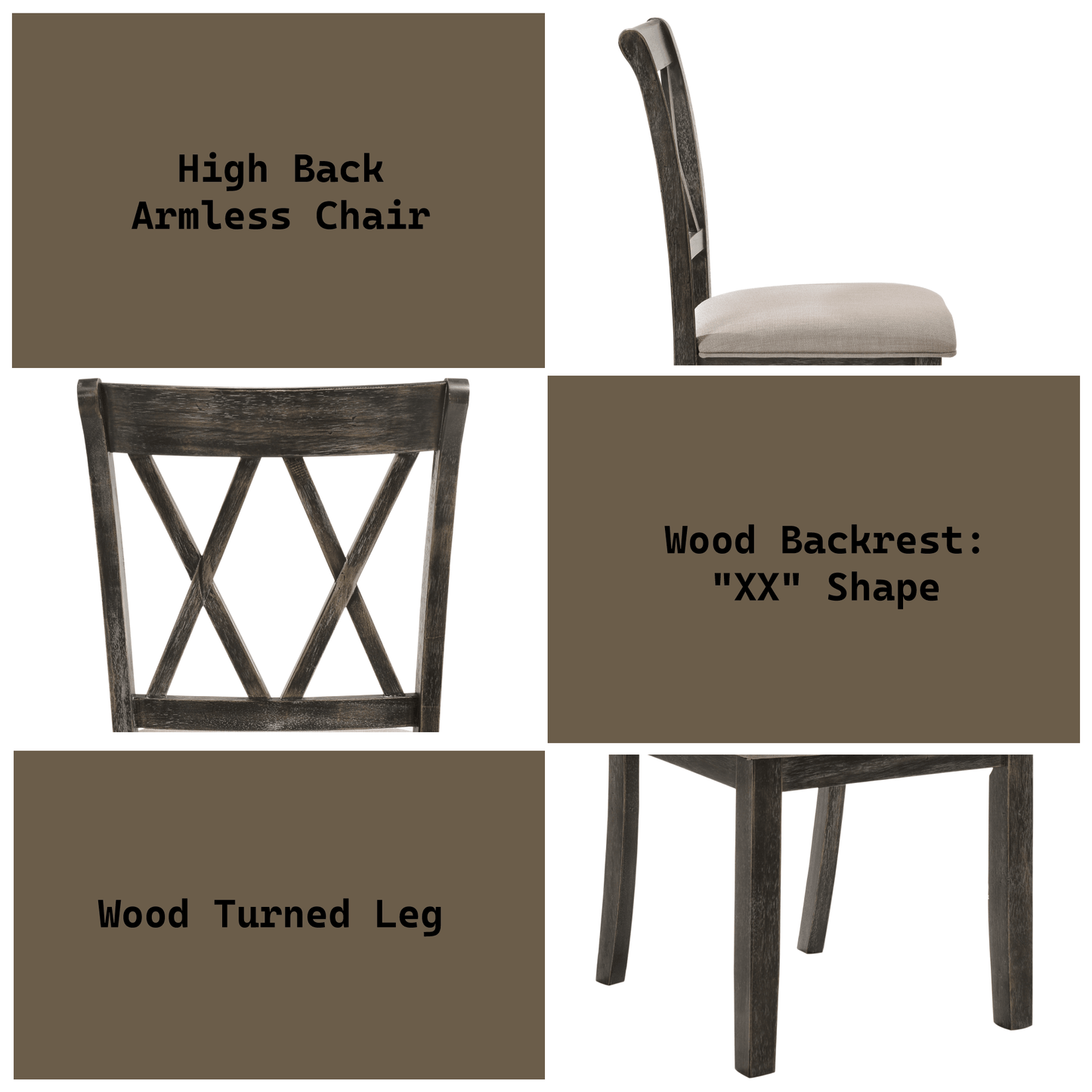 Claudia II Beige Fabric & Weathered Gray Finish Side Chair (Set of 2) - 1st Choice Furniture Direct