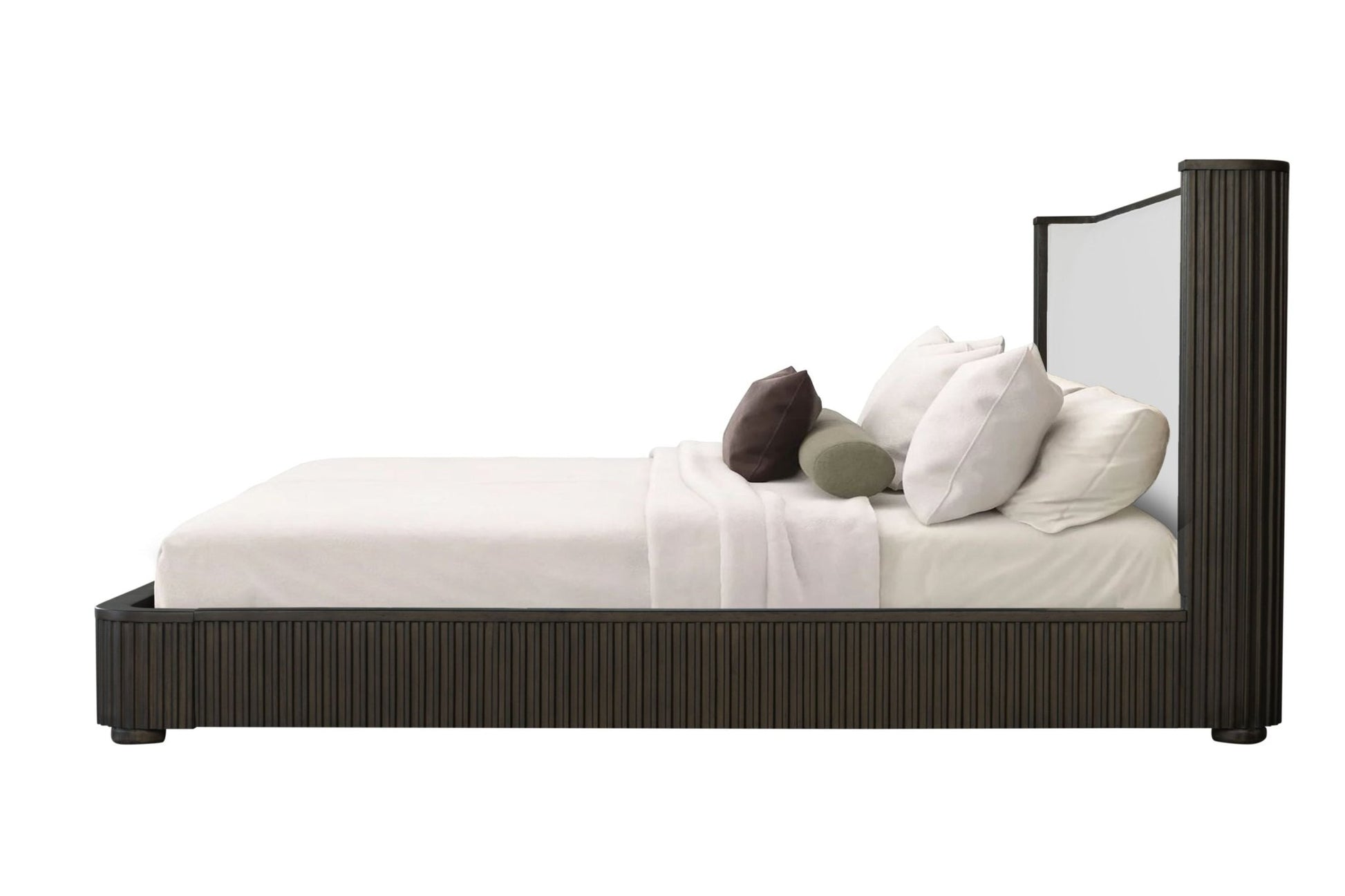 Clayten Fabric & Espresso Finish Eastern King Bed - 1st Choice Furniture Direct