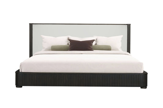 Clayten Fabric & Espresso Finish Eastern King Bed - 1st Choice Furniture Direct