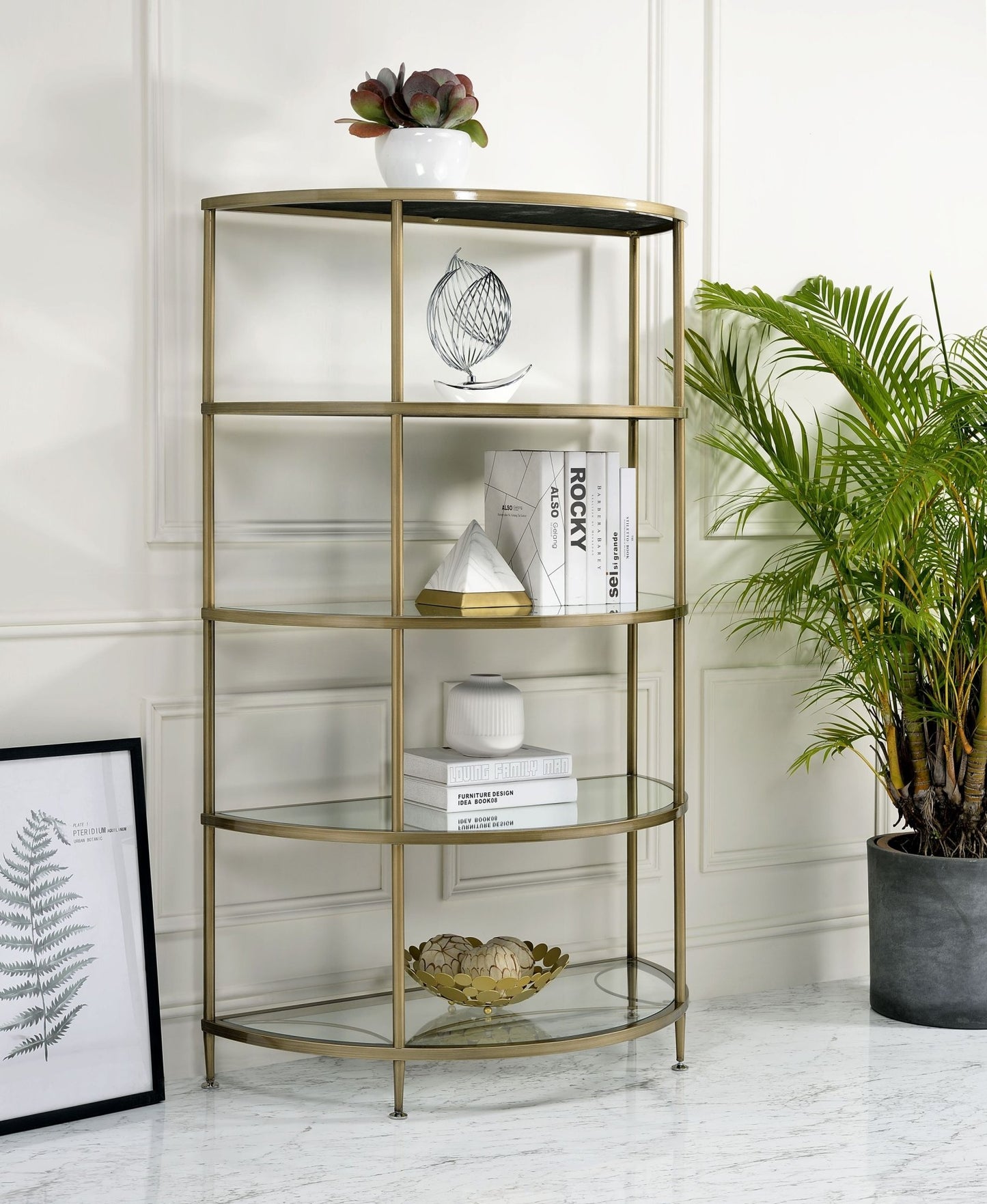 Clear 5-Tier Glass Display Shelf with Metal Frame - 1st Choice Furniture Direct