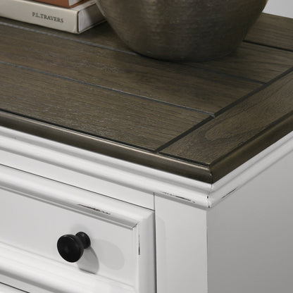 Clelane Wood 3 - Drawer Nightstand, Weathered White and Gray - 1st Choice Furniture Direct