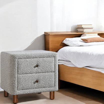 Cleo Gray Boucle Nightstand - 1st Choice Furniture Direct