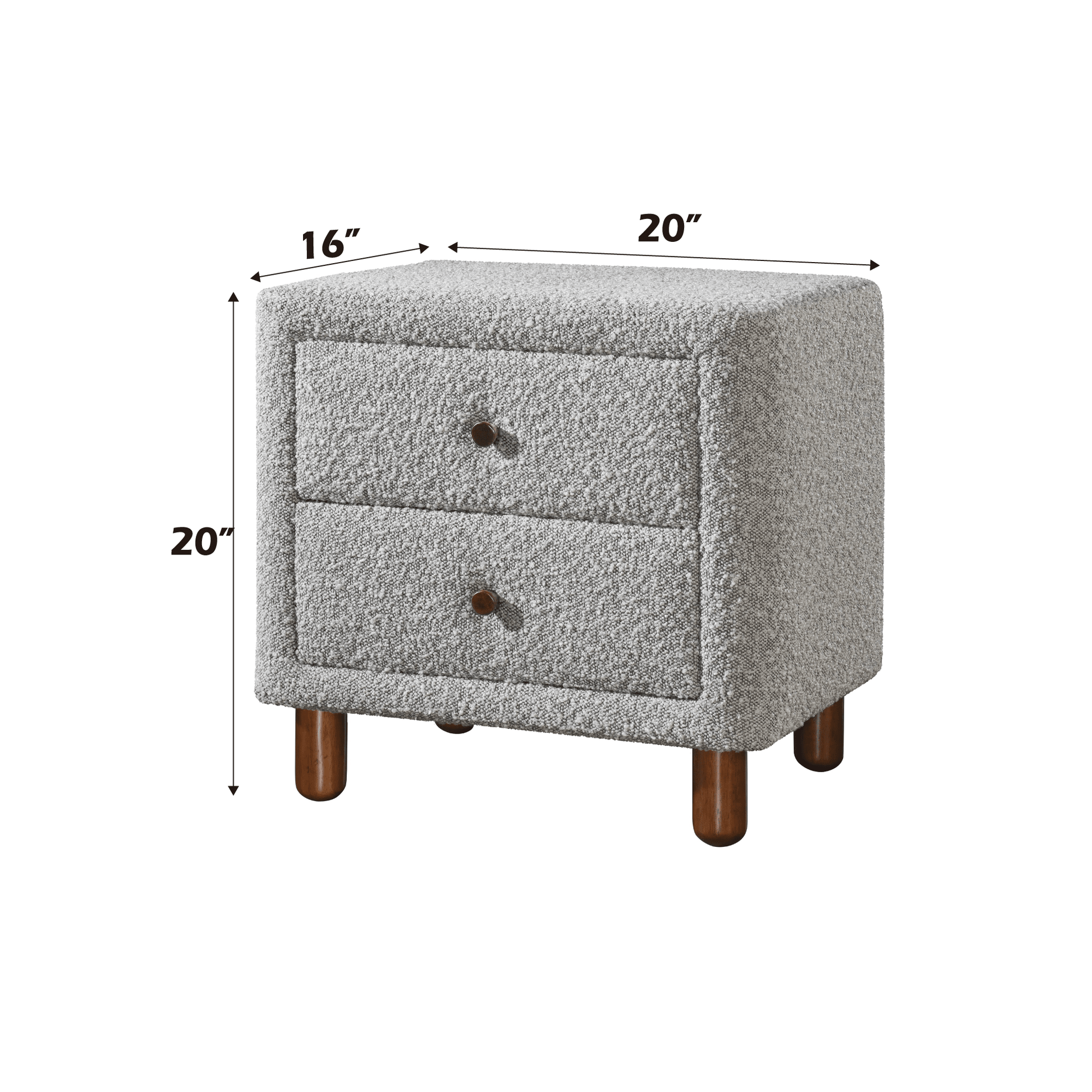 Cleo Gray Boucle Nightstand - 1st Choice Furniture Direct