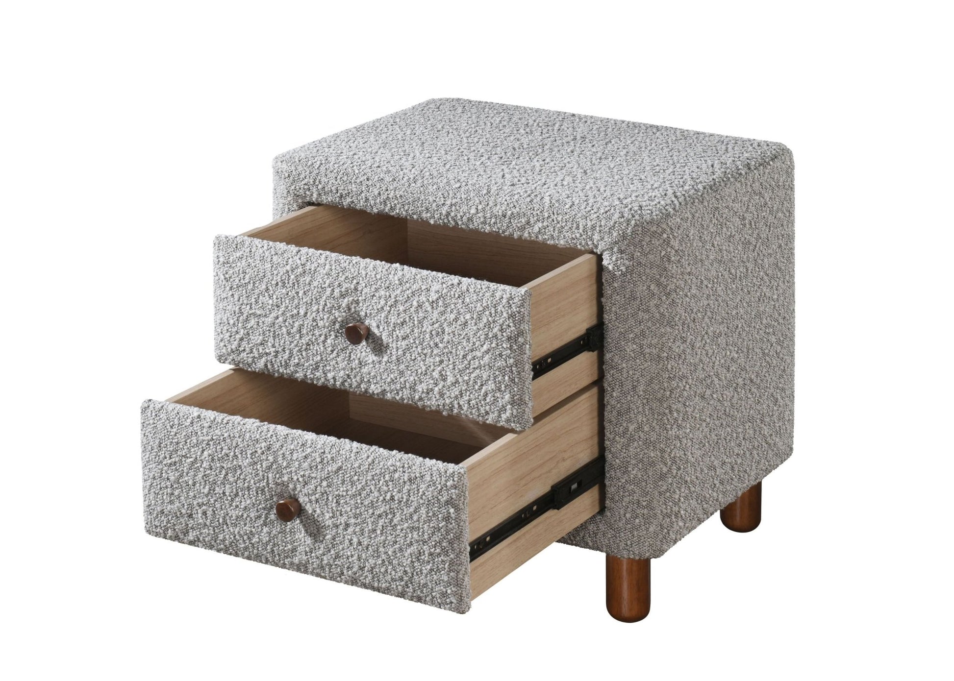 Cleo Gray Boucle Nightstand - 1st Choice Furniture Direct