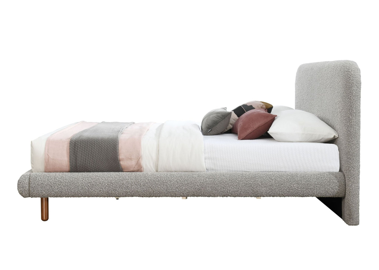 Cleo Gray Boucle Queen Bed - 1st Choice Furniture Direct