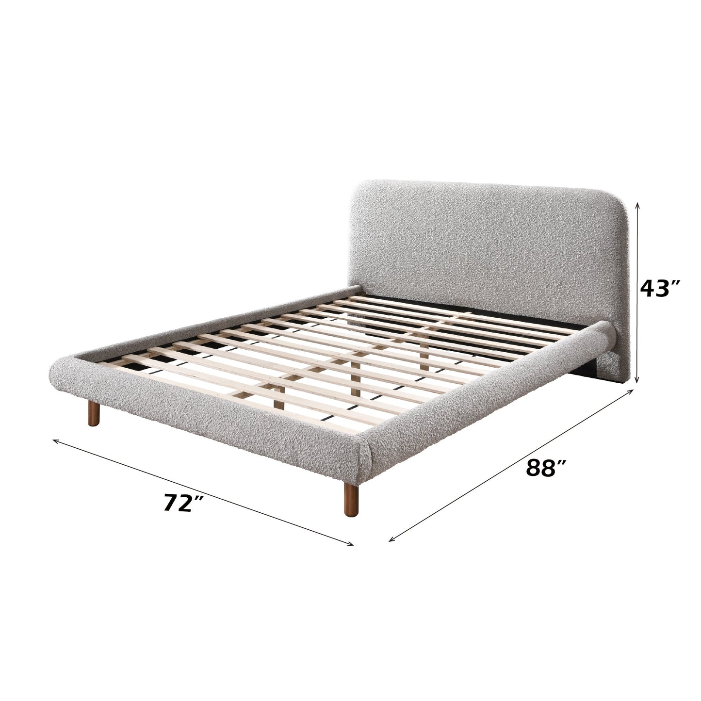 Cleo Gray Boucle Queen Bed - 1st Choice Furniture Direct
