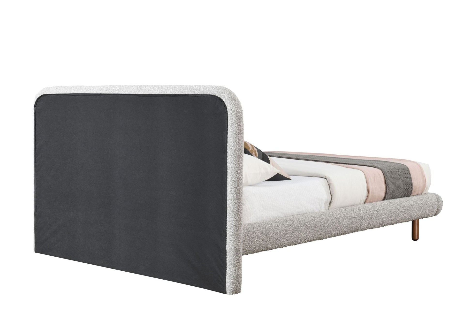 Cleo Gray Boucle Queen Bed - 1st Choice Furniture Direct