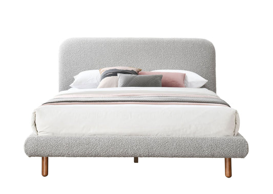 Cleo Gray Boucle Queen Bed - 1st Choice Furniture Direct