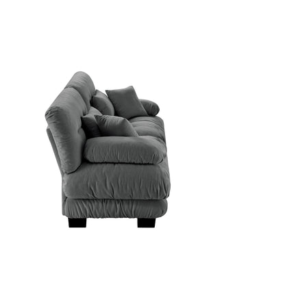 Cloud Couch 2 Seater Sofa for Living Room, Chenille 2 - Seat sofa with 2 Lumbar pillows and 2 throw pillows,Chenille Gray - 1st Choice Furniture Direct
