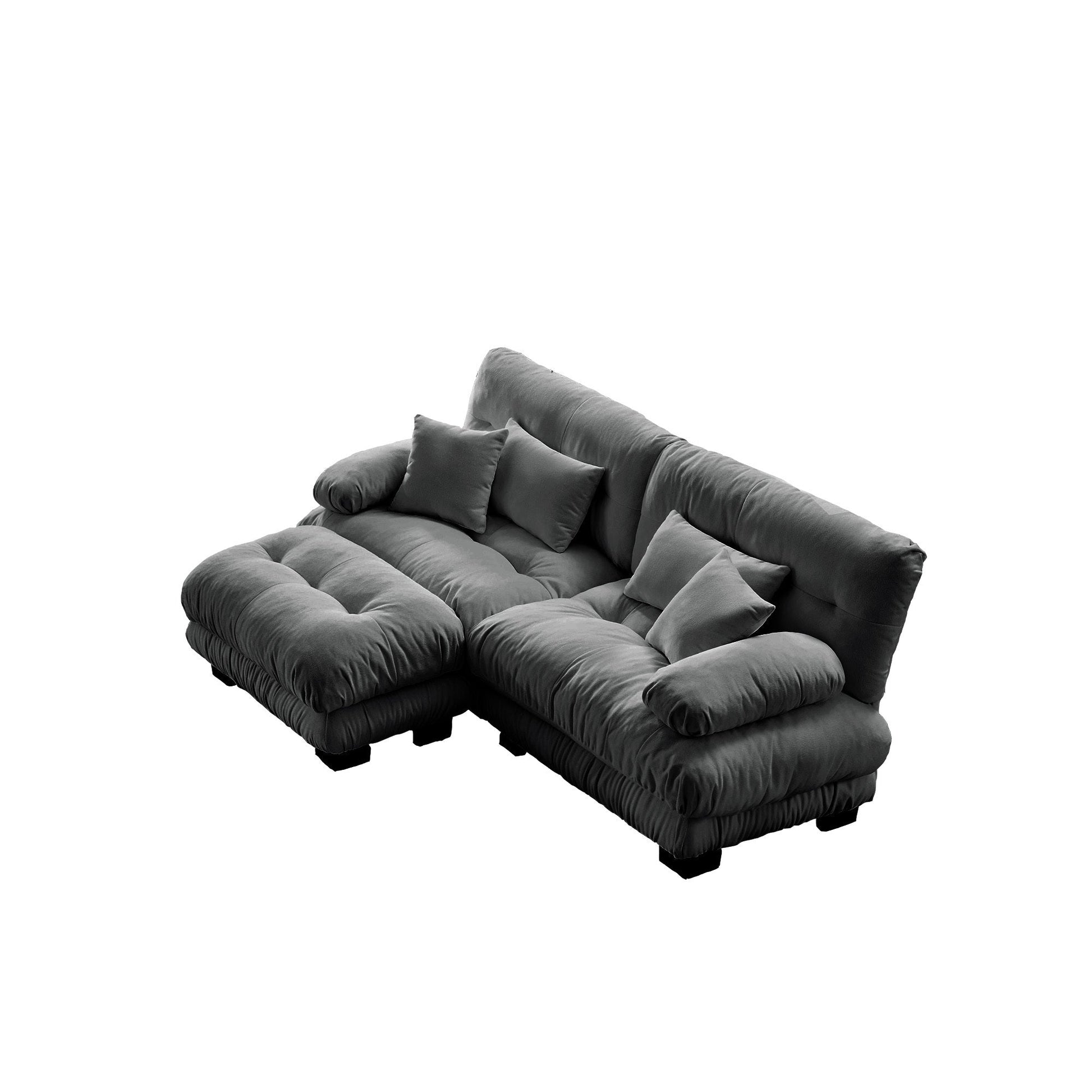 Cloud Couch Sectional Sofa for Living Room, Chenille 2 Seater Sofa with 2 Lumbar pillows and 2 throw pillows , Upholstered Wide Arm Sofa with Convertible Ottoman,Chenille Gray - 1st Choice Furniture Direct