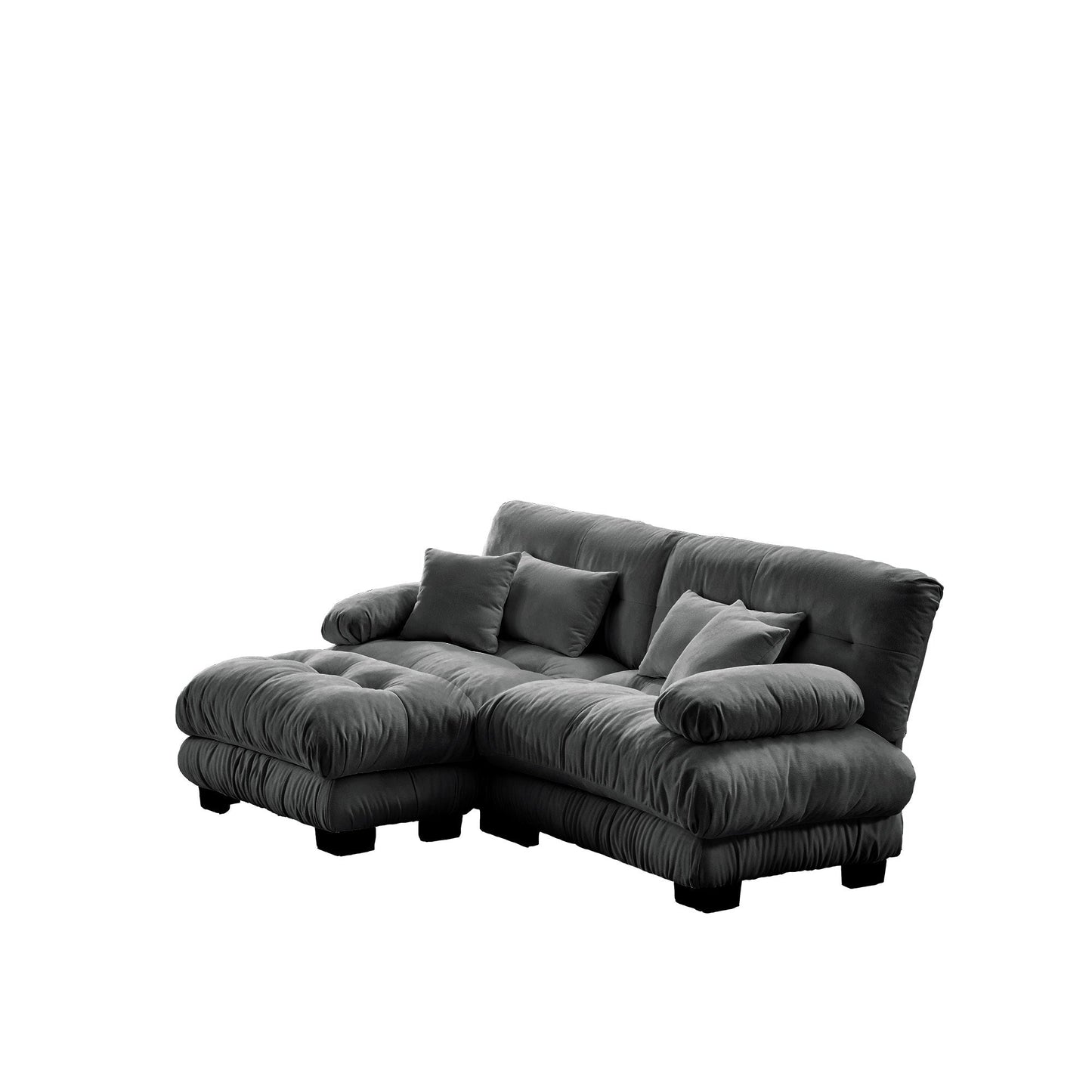 Cloud Couch Sectional Sofa for Living Room, Chenille 2 Seater Sofa with 2 Lumbar pillows and 2 throw pillows , Upholstered Wide Arm Sofa with Convertible Ottoman,Chenille Gray - 1st Choice Furniture Direct