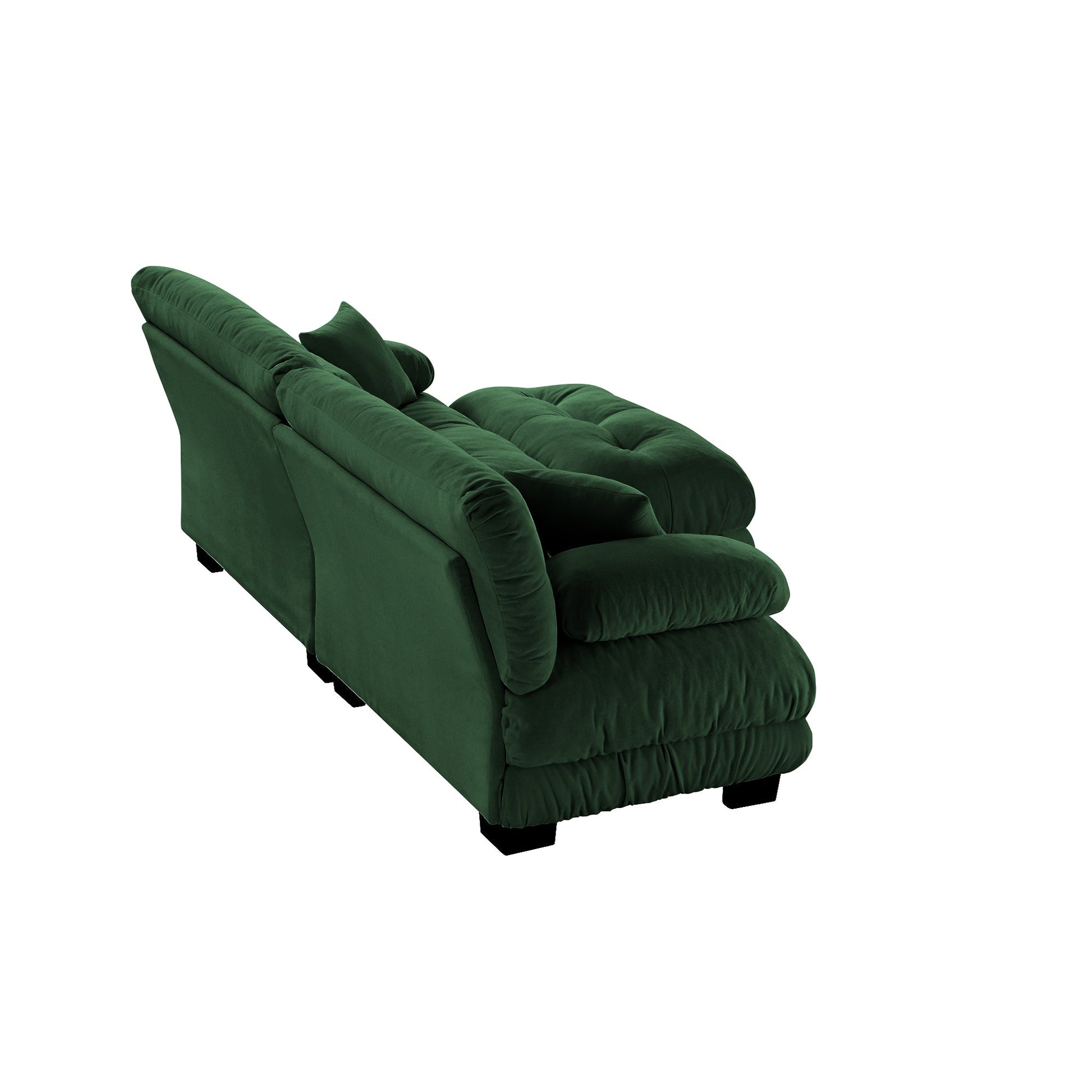 Cloud Couch Sectional Sofa for Living Room, Chenille 2 Seater Sofa with 2 Lumbar pillows and 2 throw pillows , Upholstered Wide Arm Sofa with Convertible Ottoman,Chenille Green - 1st Choice Furniture Direct