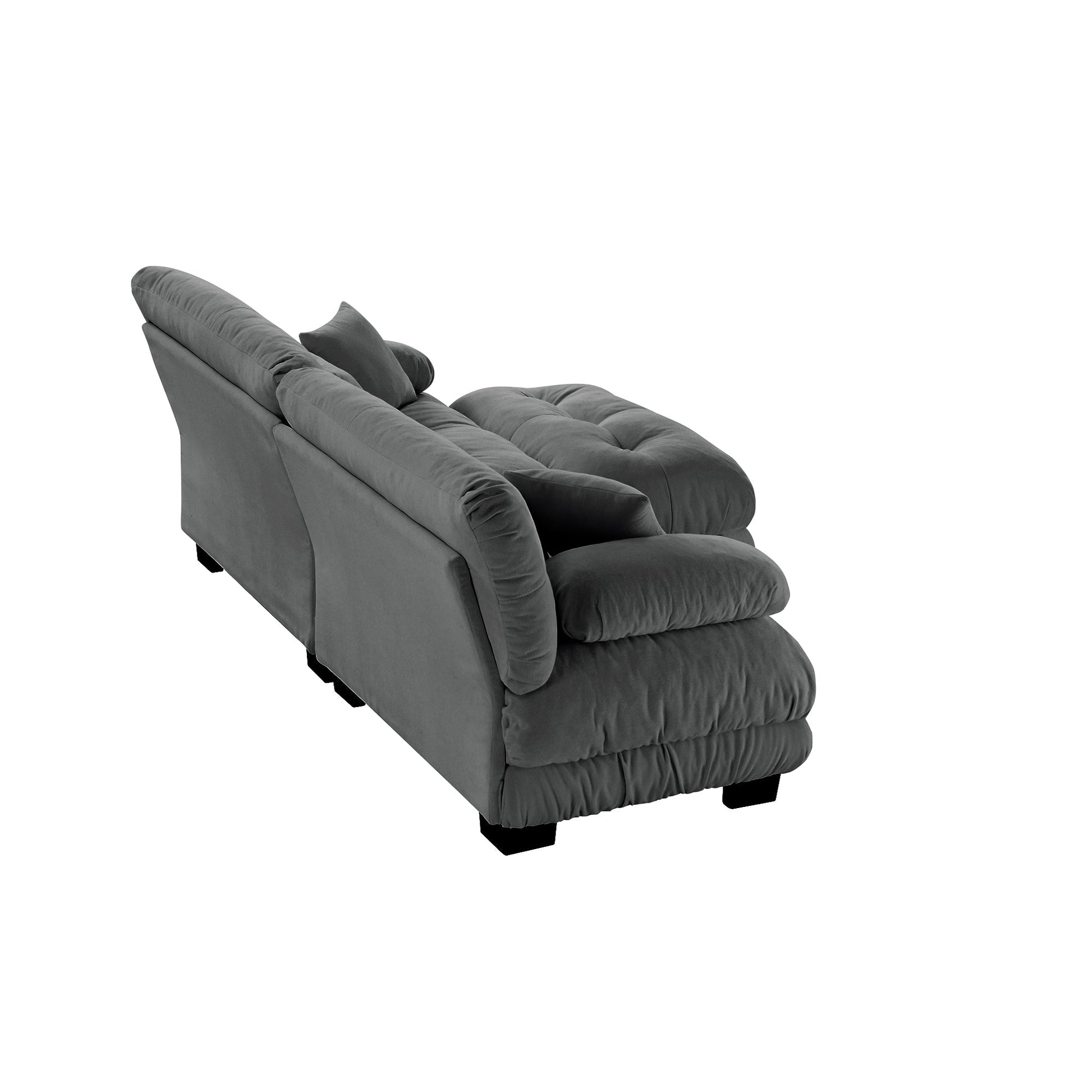 Cloud Couch Sectional Sofa for Living Room, Chenille 2 Seater Sofa with 2 Lumbar pillows and 2 throw pillows , Upholstered Wide Arm Sofa with Convertible Ottoman,Chenille Gray - 1st Choice Furniture Direct