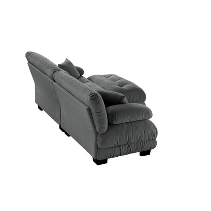 Cloud Couch Sectional Sofa for Living Room, Chenille 2 Seater Sofa with 2 Lumbar pillows and 2 throw pillows , Upholstered Wide Arm Sofa with Convertible Ottoman,Chenille Gray - 1st Choice Furniture Direct