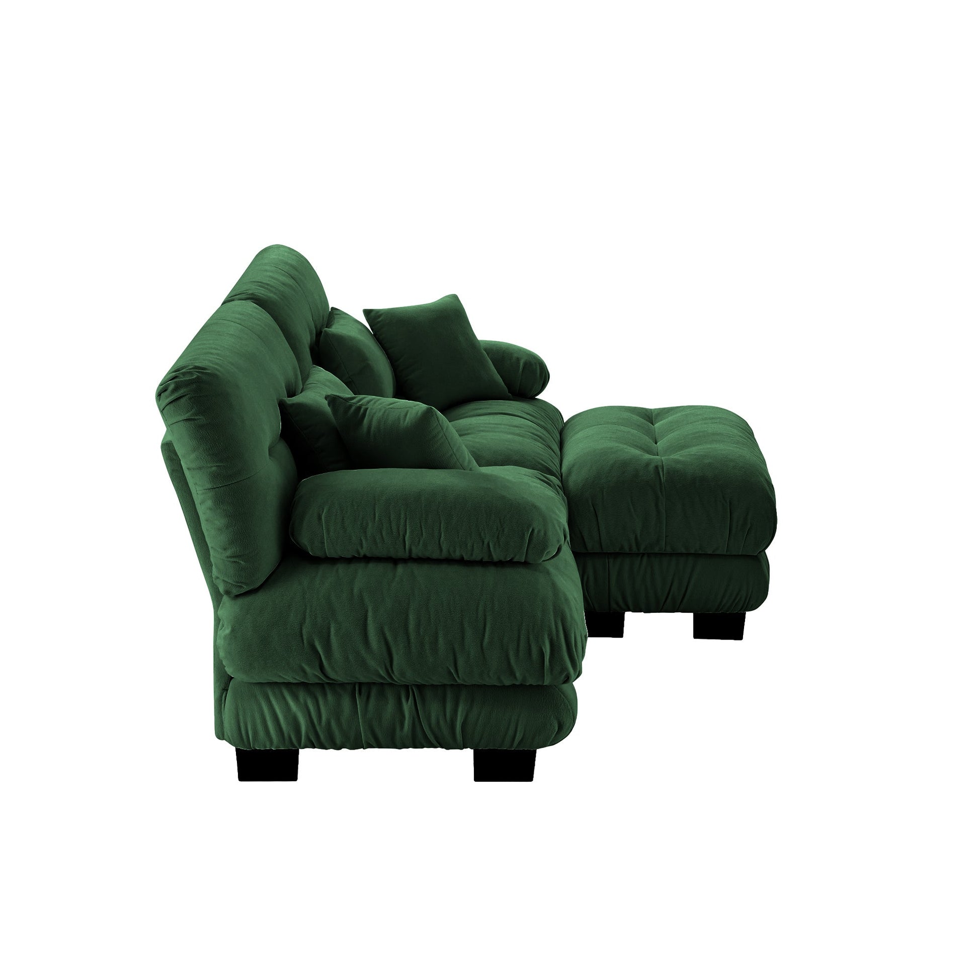 Cloud Couch Sectional Sofa for Living Room, Chenille 2 Seater Sofa with 2 Lumbar pillows and 2 throw pillows , Upholstered Wide Arm Sofa with Convertible Ottoman,Chenille Green - 1st Choice Furniture Direct
